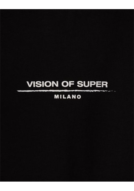 T-Shirt Nera Con Fiamma Rossa Sul Petto VISION OF SUPER | VS01070NERO